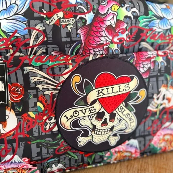 Ed Hardy Extra Large Nylon Duffle Bag/Travel Bag Love Kills Slowly - Picture 2 of 7